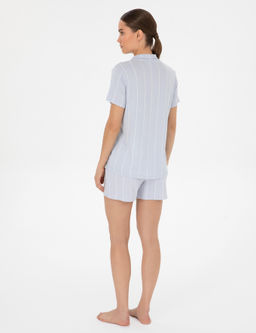 Mavi K_sakollu G_mlek Pijama Tak_m