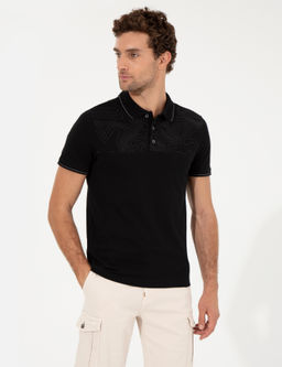 Siyah Polo Yaka Slim Fit T-Shirt - Cacharel фото 3