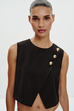 GOLD BUTTON CROSSOVER TOP - Zara фото 14