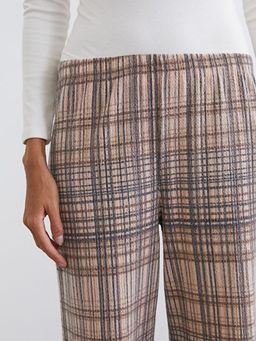 Beli Lastikli Ekose Kad?n Pijama Alt?