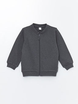 Kolej Yaka Uzun Kollu Basic Erkek Bebek Fermuarl? Sweatshirt