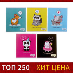 Тетрадь 36 листов в клетку Calligrata У меня лапки, обложка мелованный картон, блок офсет, МИКС