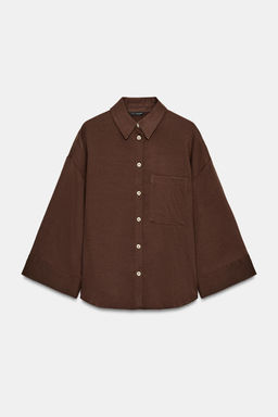 CAMISA OVERSIZE MANGA ANCHA / Marr?n - Zara фото 7