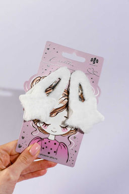 Набор заколок для волос клик-клак, текстильные, арт. 71751 / 10 ПУШИСТЫЕ ЗВЕЗДОЧКИ (в наборе: 2шт.