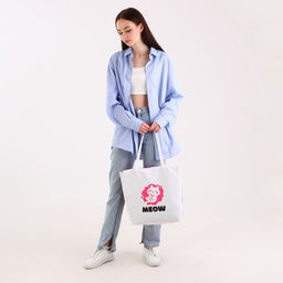 Сумка-шопер Meow на молнии, 37*32*10см - Nazamok фото 11