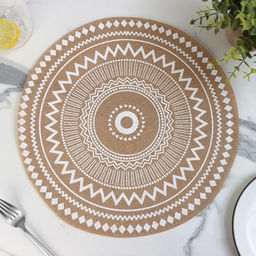 Цена за 12 шт. Салфетка сервировочная на стол Доляна Африка, d=38 см, цвет белый  фото 8