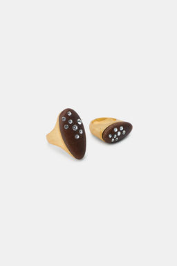 PACK OF 2 OVAL WOOD-EFFECT GLITTER RINGS - Zara фото 9