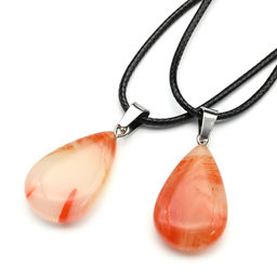 Кулон на шнурке Капля 15*25мм из агата тонированного цв.рыжий, 45см