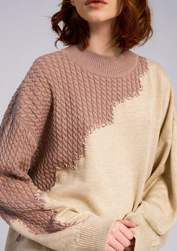 WW-2514 Джемпер трикотажный с ажурной вставкой Волна опал