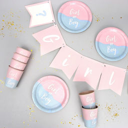 Посуда бумажная одноразовая на гендер-пати «Мальчик /Девочка»