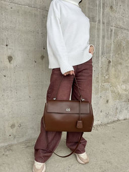 Женская кожаная сумка-портфель 8399-3 Кофе - Sergio valentini фото 9