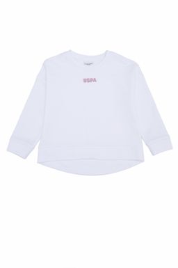U. S. Polo Assn Детский белый базовый свитшот с круглым вырезом
