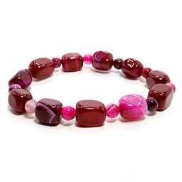Браслет из камня Малиновый агат цвет Венеры - денежный магнит, дарует везение и легкие деньги