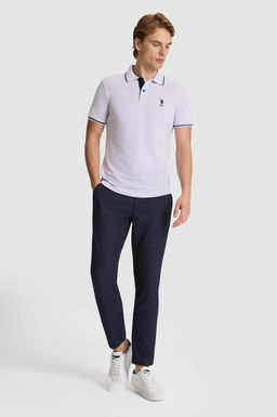 Erkek Lila Slim Fit Polo Yaka Basic Ti__rt