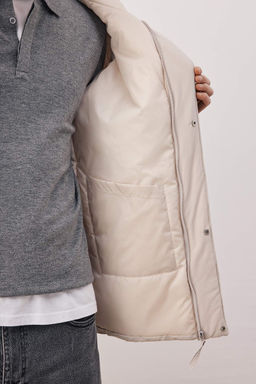 Ekru Oversize Fit Erkek K?sl?k Kapusonlu Mont TMNAW26MO00016 - Trendyolmilla фото 3