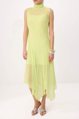 Lime Sifon Astarl? Dokuma Asimetrik Midi Elbise TPRSS26EL00124 - Trendyolmilla фото 3