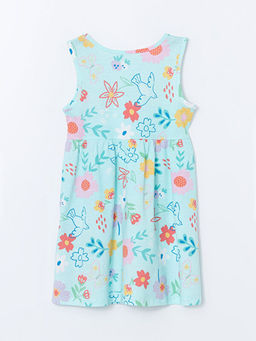 Bisiklet Yaka Bask?l? K?z ?ocuk Penye Elbise