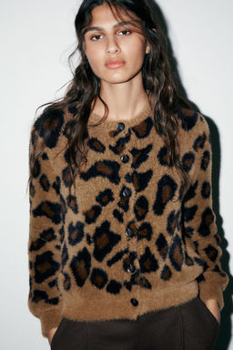 ANIMAL JACQUARD KNIT CARDIGAN - Zara фото 3