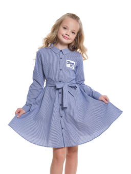 Платье из набивного хлопка с пояском UD 3736 син круп клетка - Mini maxi фото 9