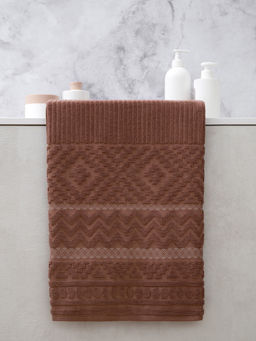 Махровое полотенце жаккардовое Соната беж- какао ПМА-6603 (118) 45х90 - Росхалат фото 4