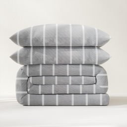 Постельное бельё Этель Дуэт Gray stripes 143х215см-2шт,220х240см,70х70см-2шт, 100% хлопок, поплин  фото 11