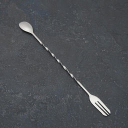 Ложка барная из нержавеющей стали с вилкой, длина 32,5 см, цвет серебряный - Simaland фото 2