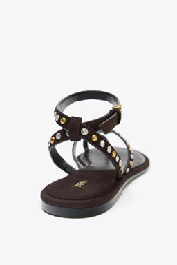 BEADED LEATHER SANDALS - Zara фото 10