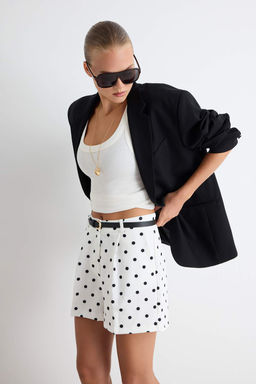 Siyah Puantiye Desen Dokuma _ort & Bermuda TWOAW27SR00004