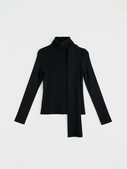 Fular Yaka Fitilli Kad?n Triko H?rka