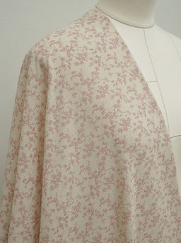 Хлопколен Туаль де Жуи - прованс цветы цв.брусника (на суровом), ш.1.4м, лен-15%, хл-85% - Купава фото 3