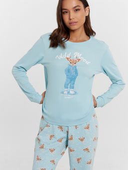 Пижама женская голубая с принтом Wild mood тихая вода +оленята с бантиками 592514 - Mark formelle фото 9