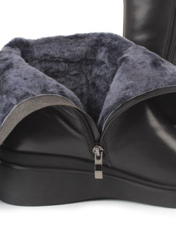Z4212M BLACK Полусапоги зимние женские (натуральная кожа, натуральный мех) - Фабричный китай фото 4