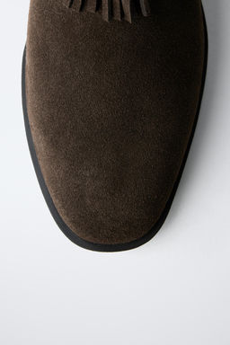 LEATHER COWBOY ANKLE BOOTS WITH FRINGES - Zara фото 6