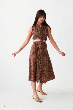 Martichelli Платье, как из к/ф Красотка, кофейное с принтом фото 5