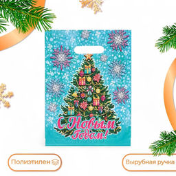 Цена за 50 шт. Пакет подарочный новогодний «Нарядная зима», полиэтиленовый с вырубной ручкой, 30×40 см