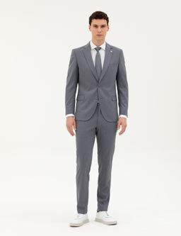 Koyu Mavi Ex. Slim Fit _izgili Tak_m Elbise