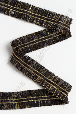 Тесьма отделочная 3 см*5 ярд Бахрома с люрексом (SF-2461) черный - Больше подарков фото 2
