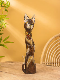 Сувенир «Кошка», 60×14×6 см, дерево, коричневый, МИКС