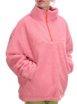 2568 PINK Кофта плюшевая женская Тедди на синтепоне (50 гр. синтепон)