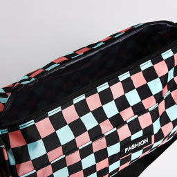 Сумка спортивная на молнии, длинный ремень, цвет голубой/розовый - Simaland фото 4