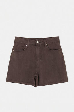 Kahverengi Vintage Y?kama Yuksek Bel City Boy Denim Sort TWOSS26SR00068