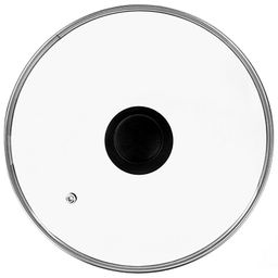 "ДМ" Крышка стеклянная д18см h5,5см, жаропрочное стекло, ободок из нержавеющей стали, пароотвод, пластиковая ручка-кнопка (Китай)