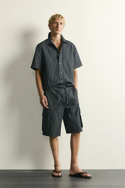 CAMISA DENIM ALGOD?N - LINO RAYAS / ?ndigo