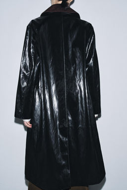 ZW COLLECTION LIMITED EDITION SHINY TRENCH COAT WITH CONTRAST COLLAR