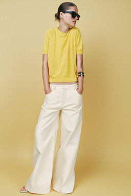 SHORT SLEEVE KNIT LINEN BLEND TOP - Zara фото 11