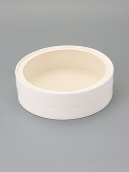 Коробка подарочная круглая с окном, завальцованная, белая, 20×6 см