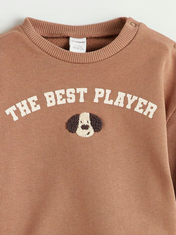 Bask?l? Erkek Bebek Sweatshirt