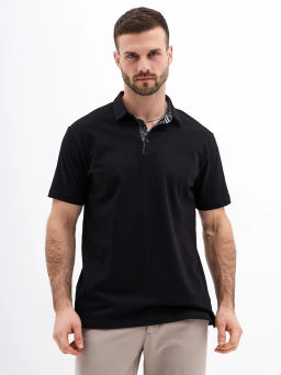 Джемпер мужской с воротником поло короткий рукав GREG G144-PO1246T-SAS5111 (черный)