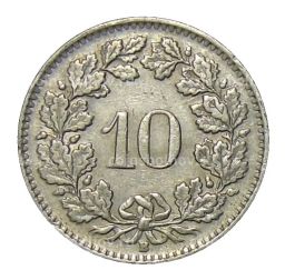 Монета 10 раппенов 1944 года Швейцария