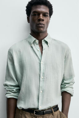 CAMISA REGULAR FIT 100% LINO / Caramelo - Zara фото 5